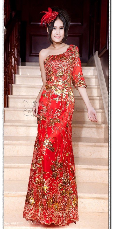 时尚迷人的新娘旗袍发型图片 zaoxingkong.com