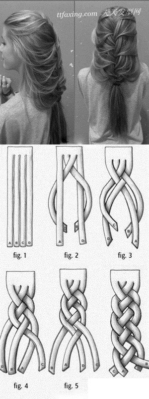 夏天散着头发有那么点热，送给大家一种四股辫的编法 zaoxingkong.com